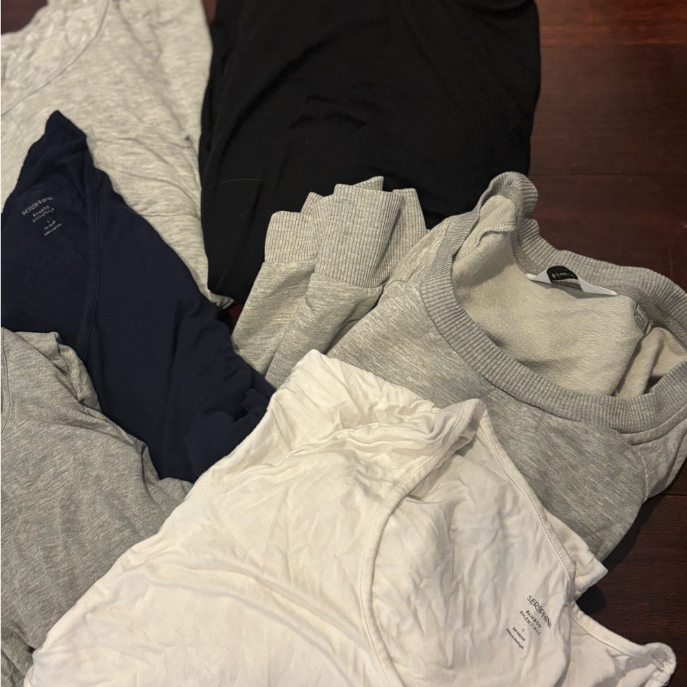Women’s Nursing Bundle - Gray, Black, and Navy Breastfeeding Tops Size L